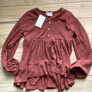 Joyfolie girls Ola Top; size 12; color: terracotta